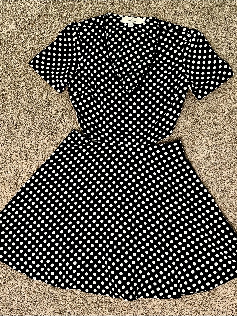 Oh My Love Black & White Polka Dot Fit-and-Flare Dress